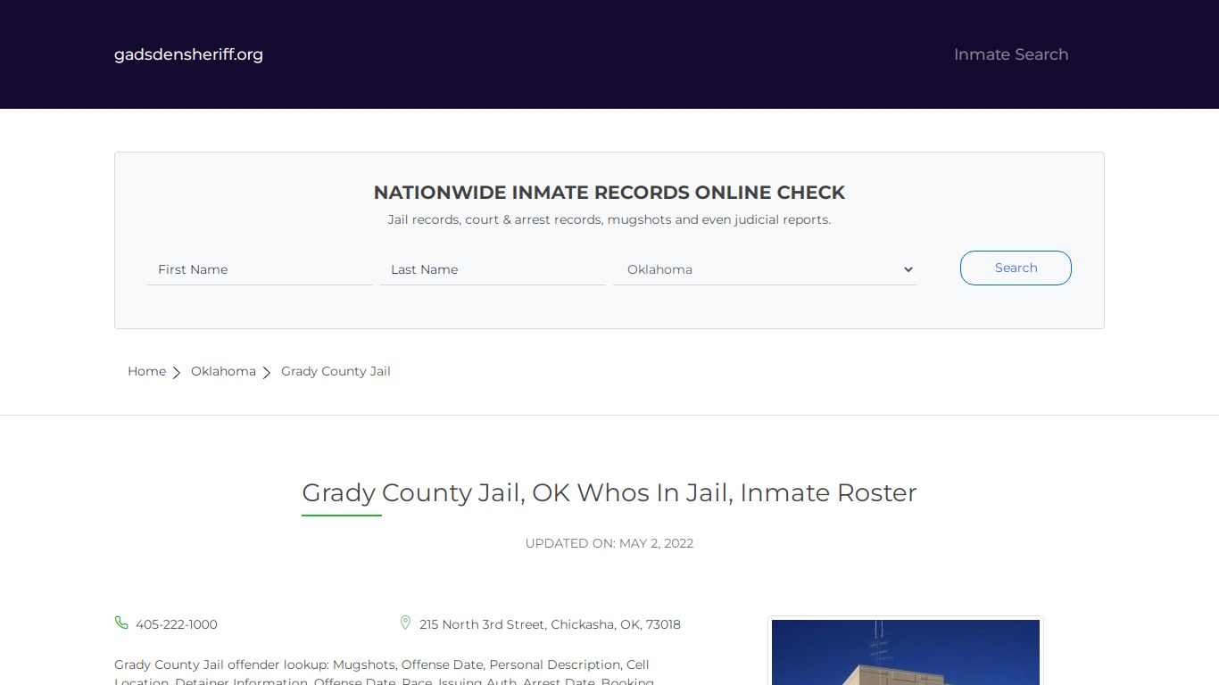 Grady County Jail, OK Inmate Roster, Whos In Jail